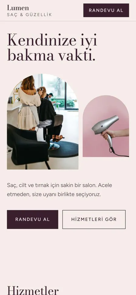 Lumen Saç & Güzellik örnek tasarımı